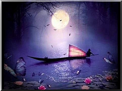 boat in the light of the moon