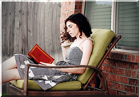 woman reading a book