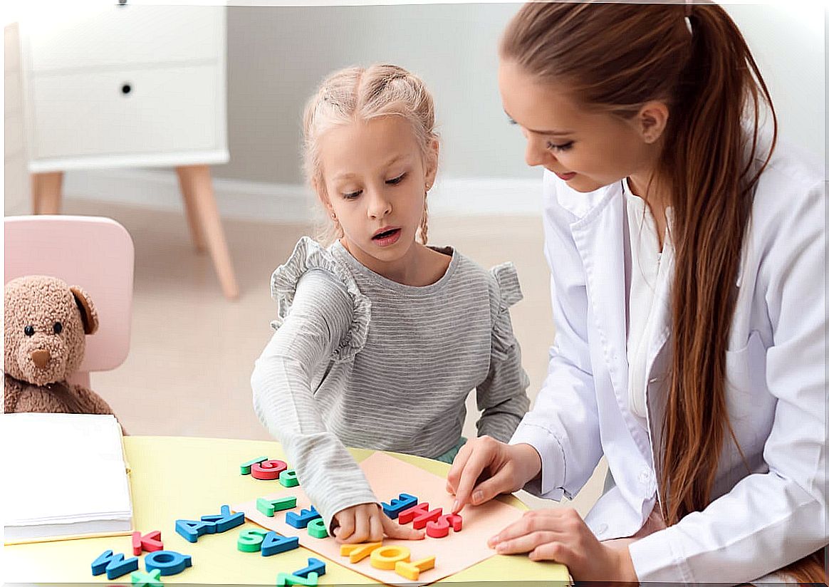 Little girl playing with her mother