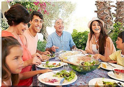 family eating together