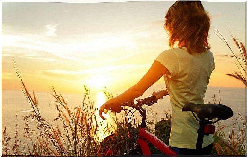 woman and bike