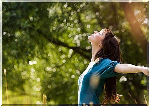 woman enjoys nature