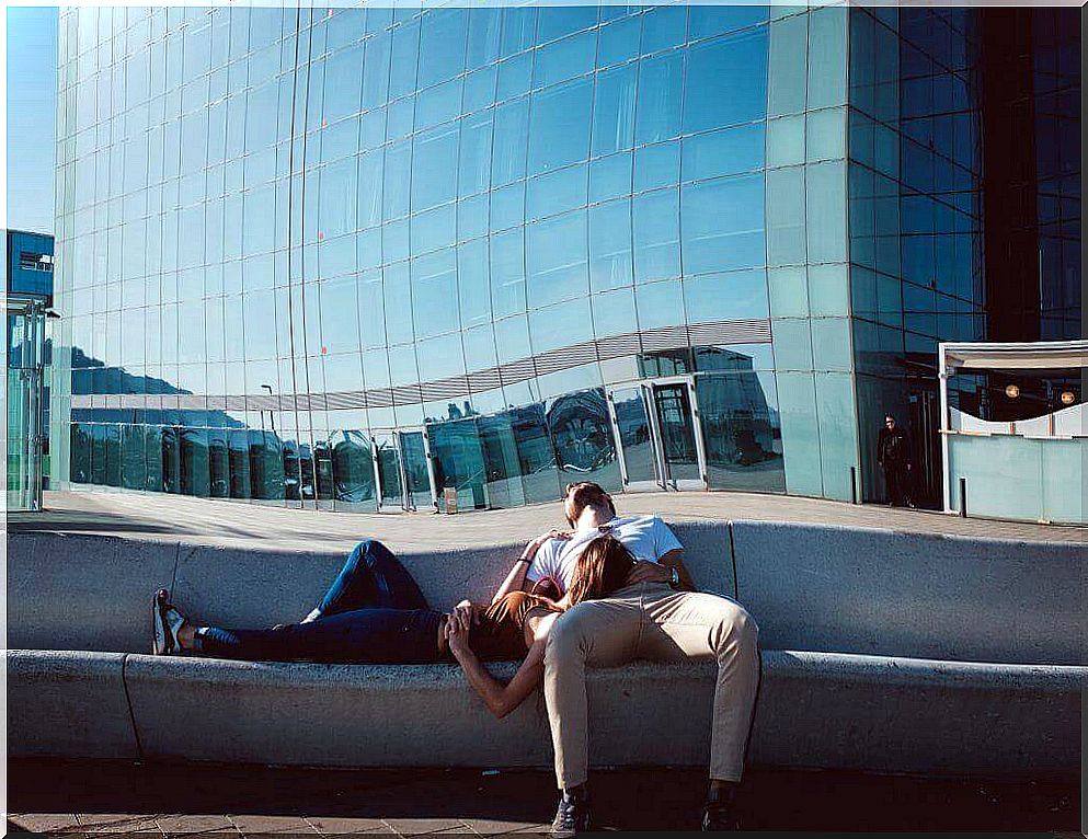 couple lounging outdoors