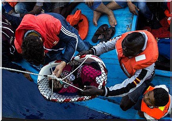 refugees in a boat