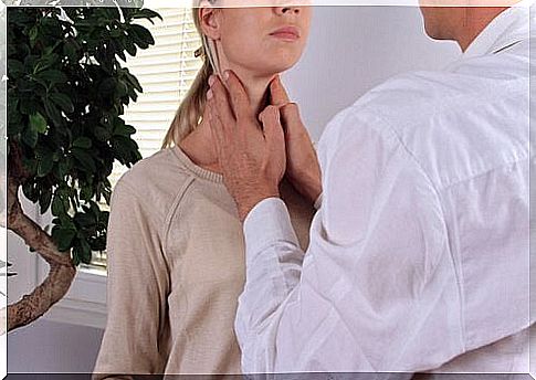 the doctor examines the patient's neck