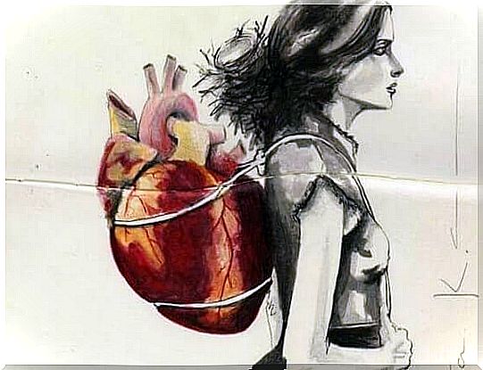 woman carrying a heartpack