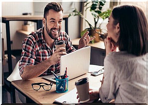 woman and man with coffee